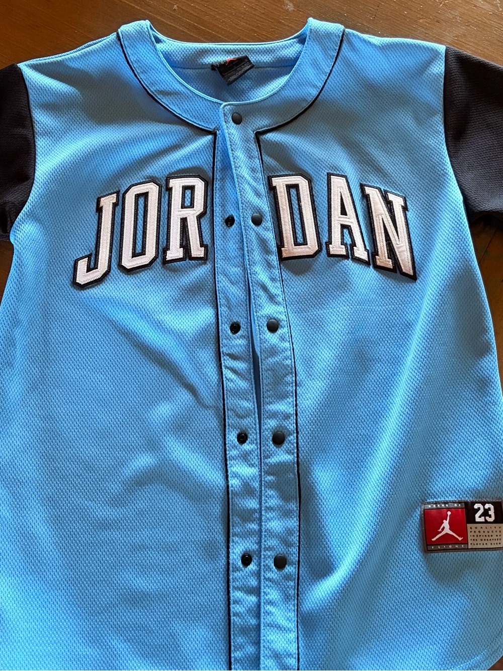 Jordan Light Blue and Black Kids Baseball Jersey